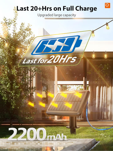 KYY 54ft solar string lights remote control for easy brightness and temperature adjustments.