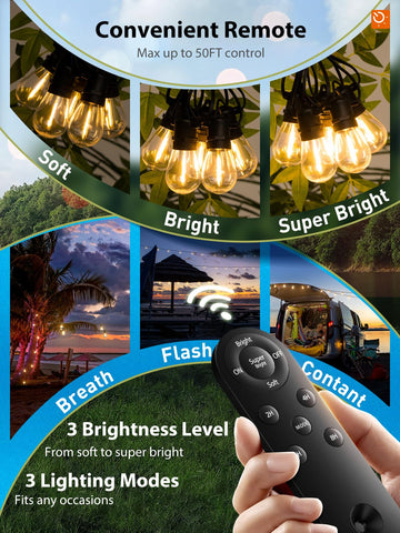 KYY 54ft solar string lights timing feature for automatic evenings.