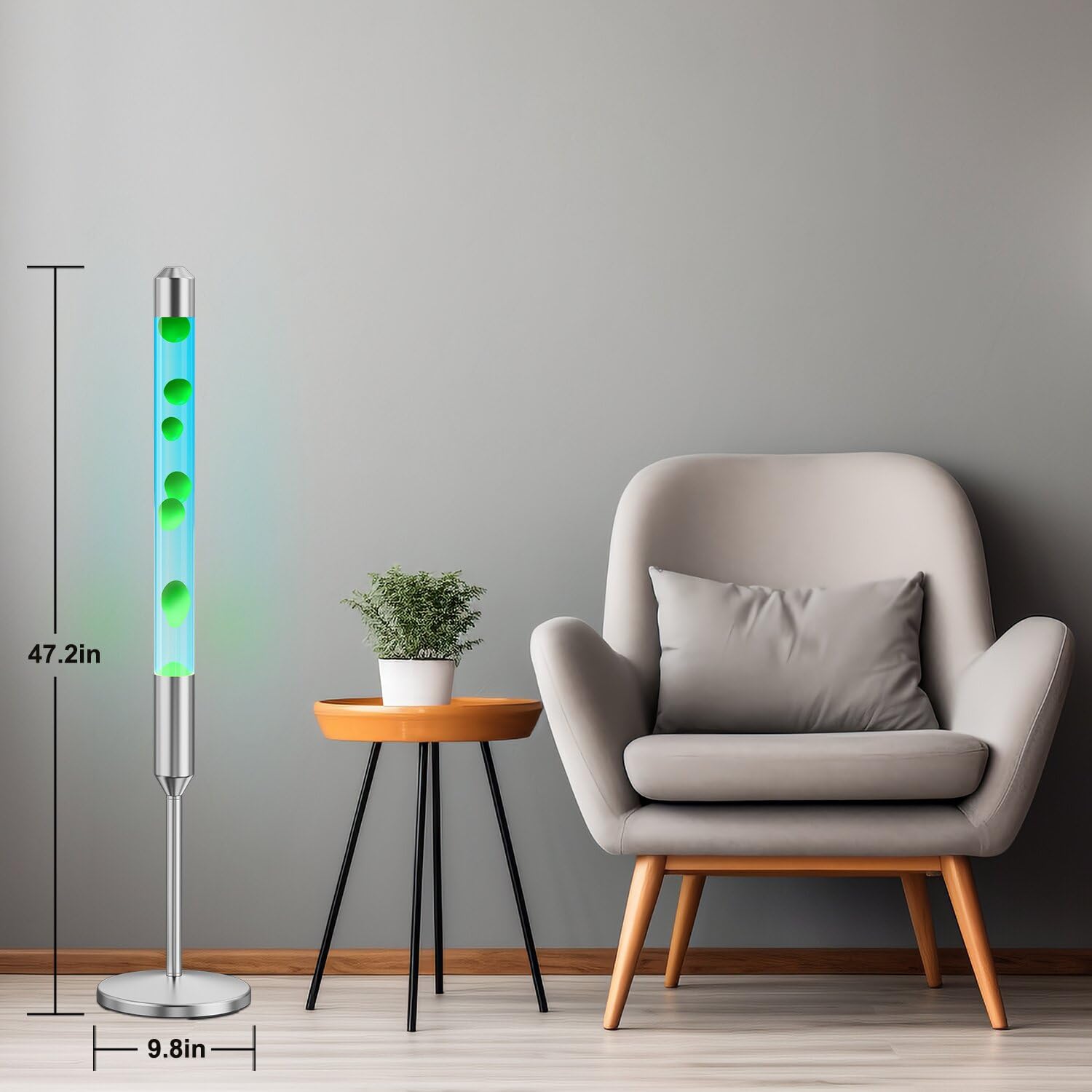Kyzfy 47.5-inch lamp liquid flow highlighting calming ambience.
