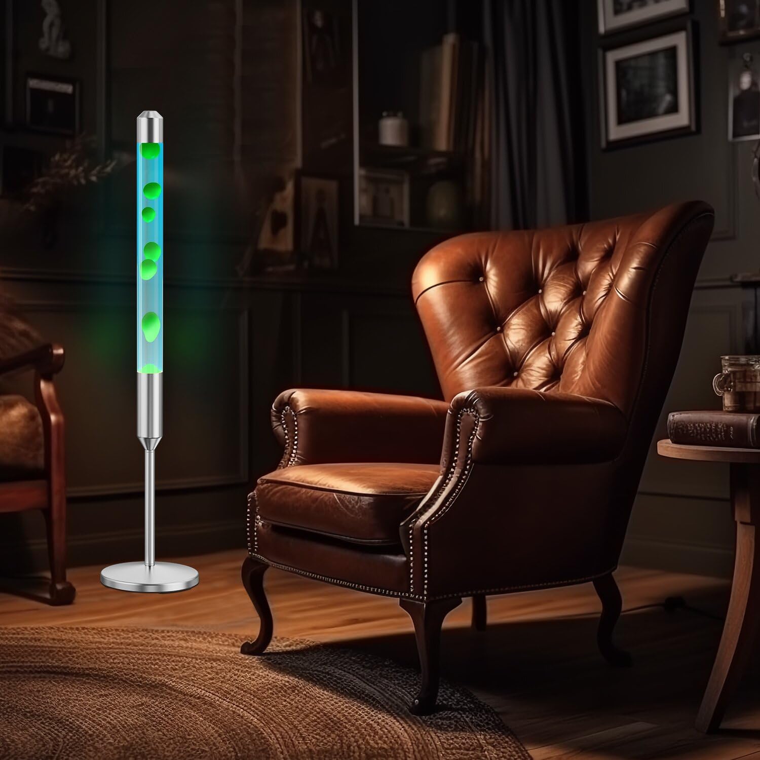Kyzfy 47.5-inch magma lamp stand provides secure support.