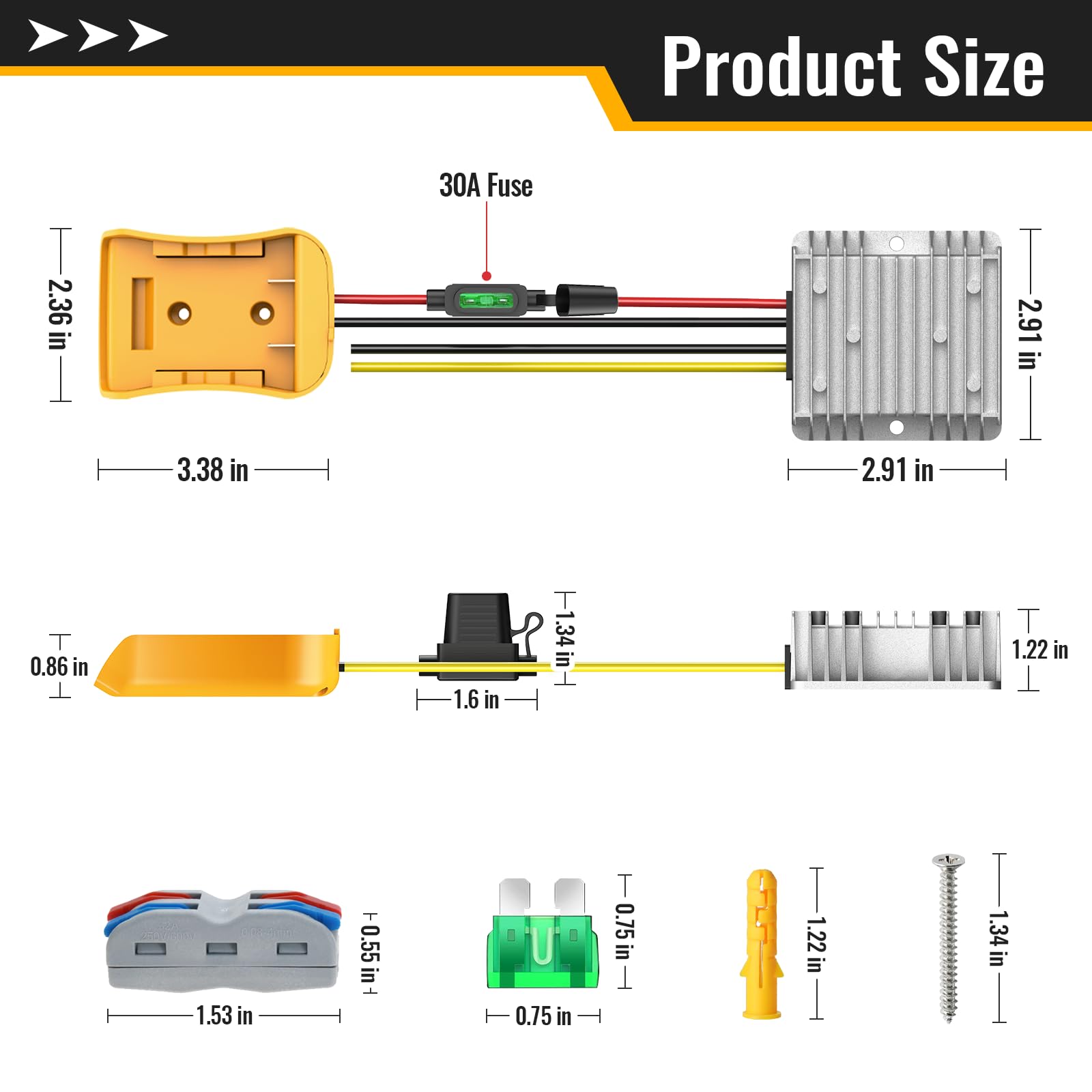 Kzreect 20V to 12V unit with connectors for seamless integration