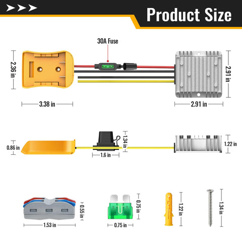 Kzreect 20V to 12V unit with connectors for seamless integration