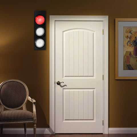 KZU Traffic Light Wall Lamp mounted vertically for wall space saving.