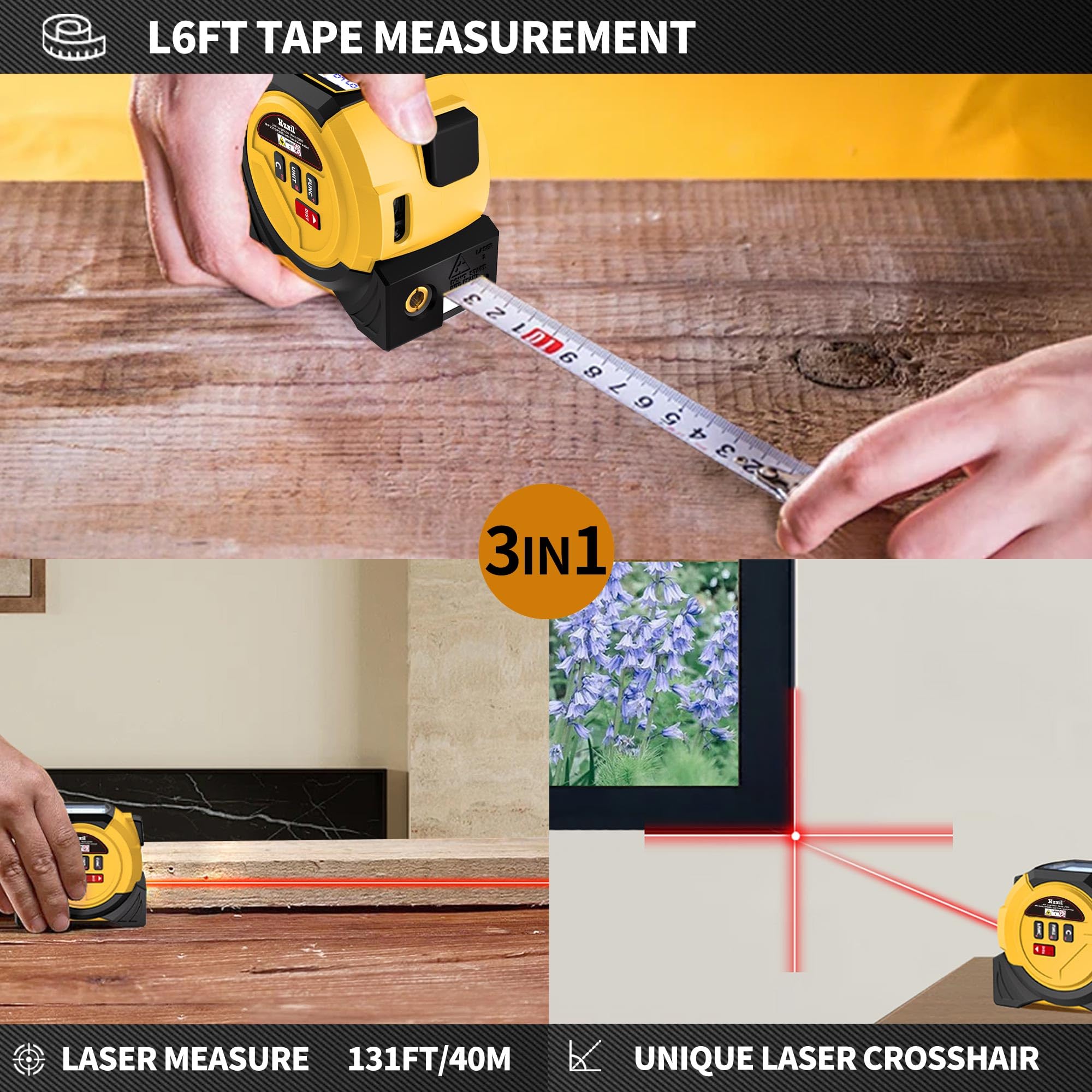 KZXIL 16ft steel tape measure for precise short-range measurements.