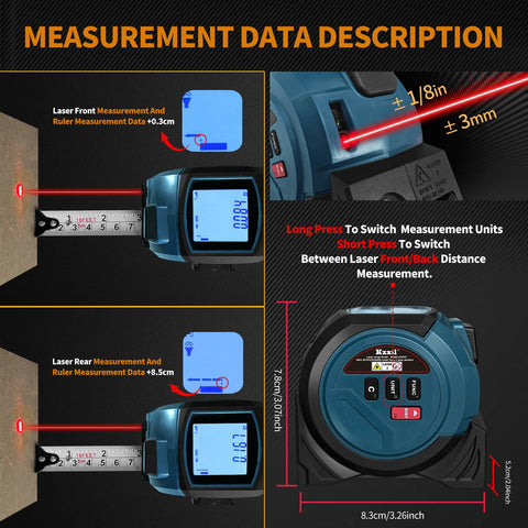 KZXIL 3-in-1 measuring tool combines laser and tape for versatility