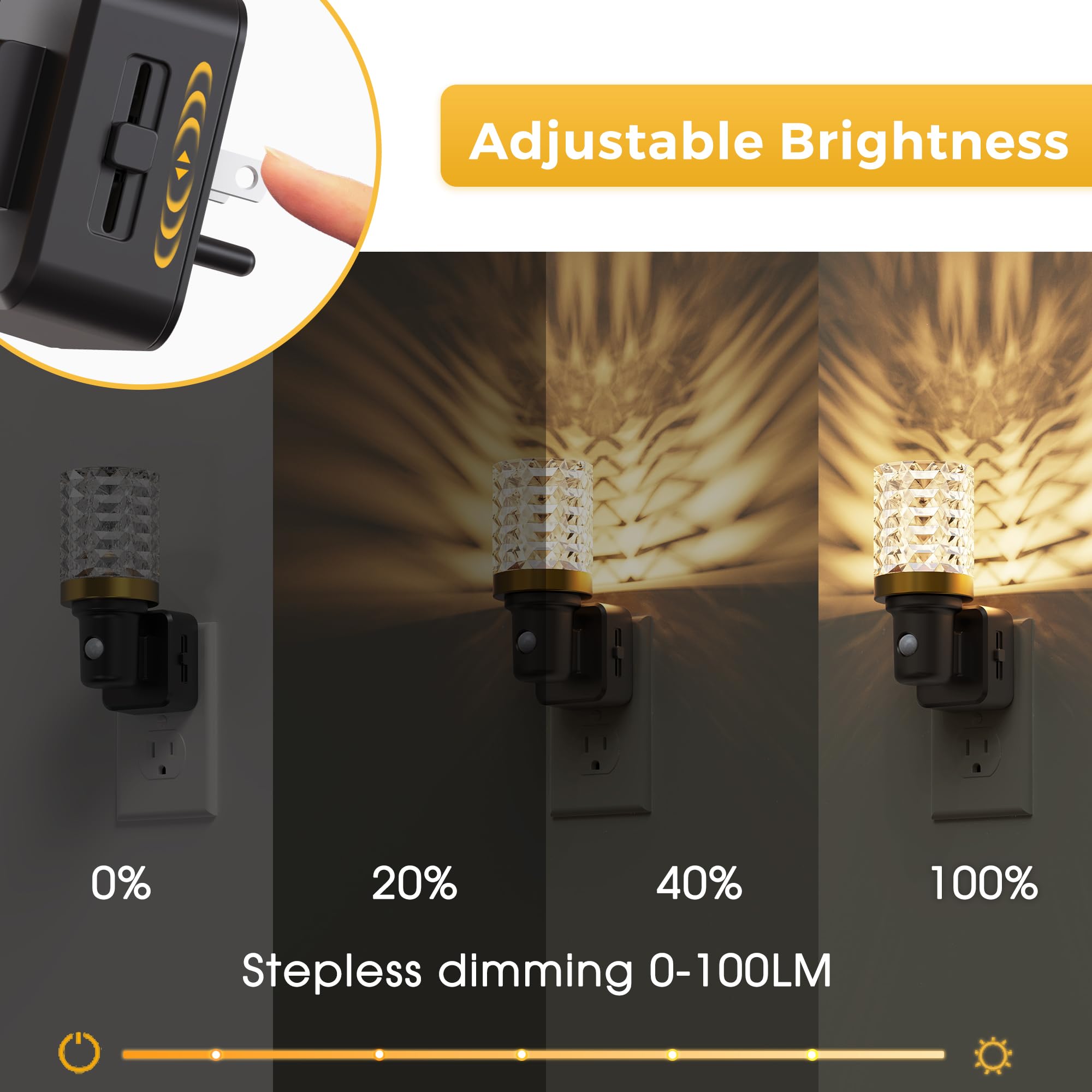 L LOHAS LED 180-degree rotating night light fits vertical or horizontal outlets