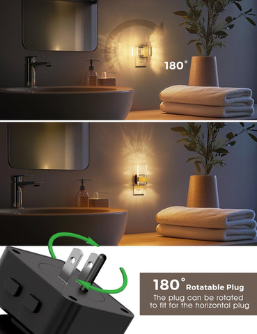 L LOHAS LED 180-degree rotating night light fits tight outlets