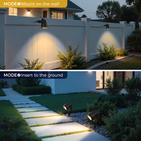 L LOHAS LED 360° rotatable spotlight directs beams across yard accurately.