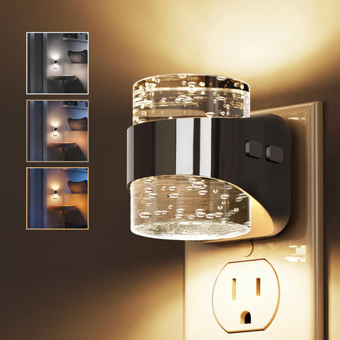 L LOHAS LED 3CCT night light on-wall plug, front view for ambient room lighting.