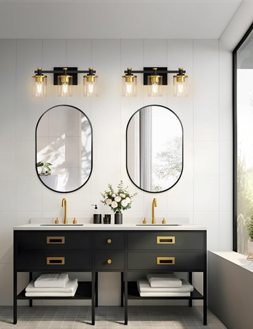 L LOHAS LED glass shade creates a luminous bathroom focal point