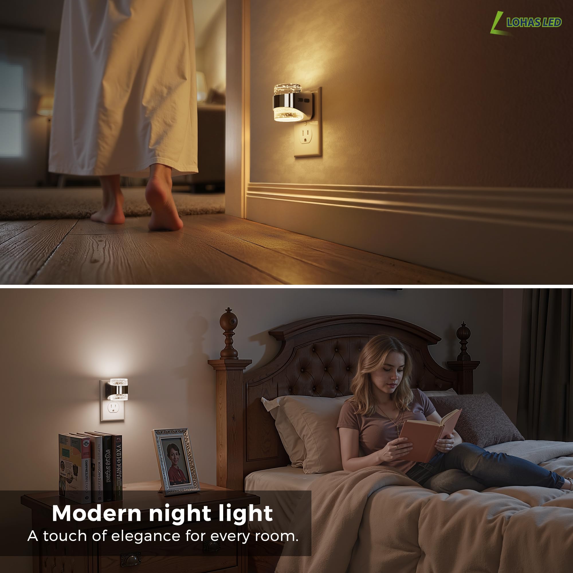 L LOHAS LED compact plug-in night light suitable for hallways and bathrooms