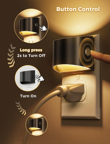 L LOHAS LED black minimalist cylindrical night light blends with decor.