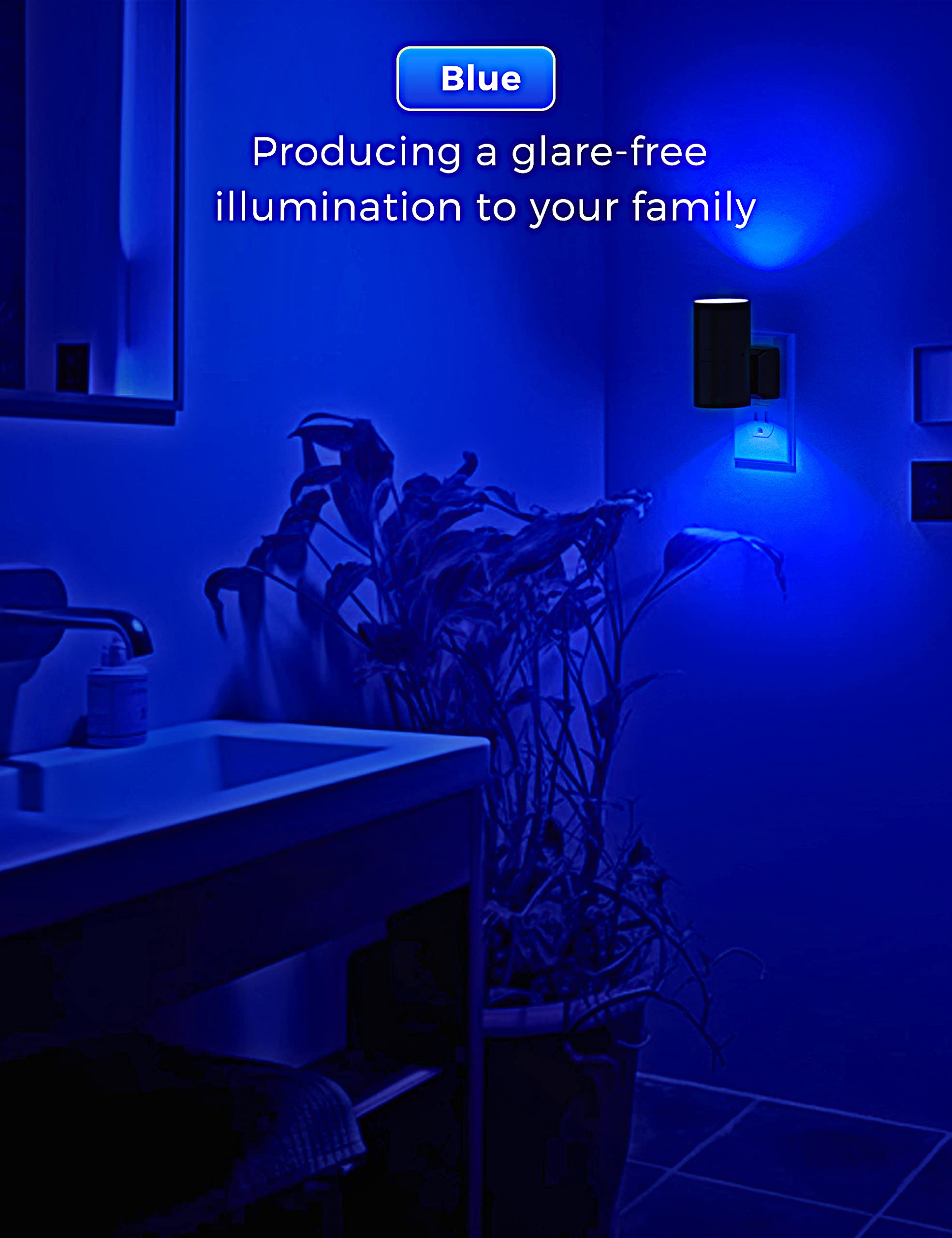 Soft blue glow from L LOHAS LED night light enhances calm in any room