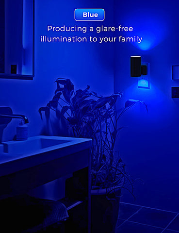 Soft blue glow from L LOHAS LED night light enhances calm in any room