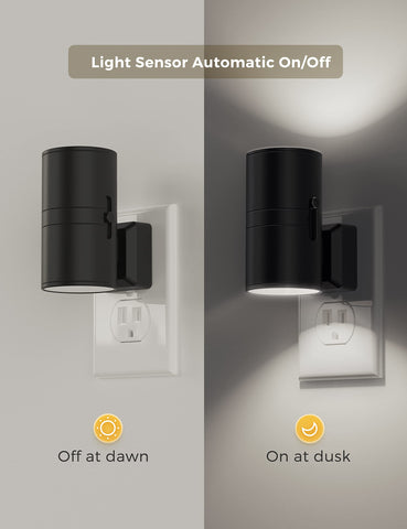 L LOHAS LED Bright Night Light plugged into wall with dusk-to-dawn sensor
