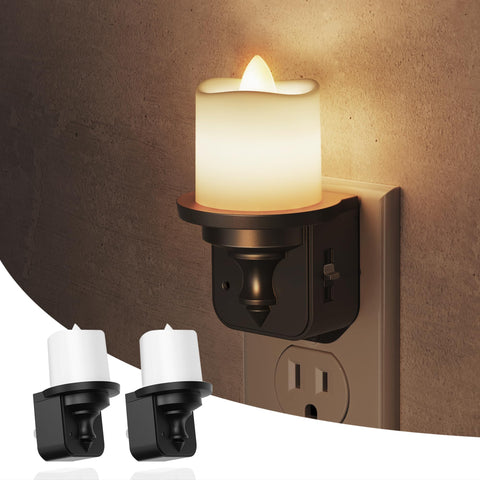 L LOHAS LED candle night light dual-pack plugged in for cozy hallway lighting