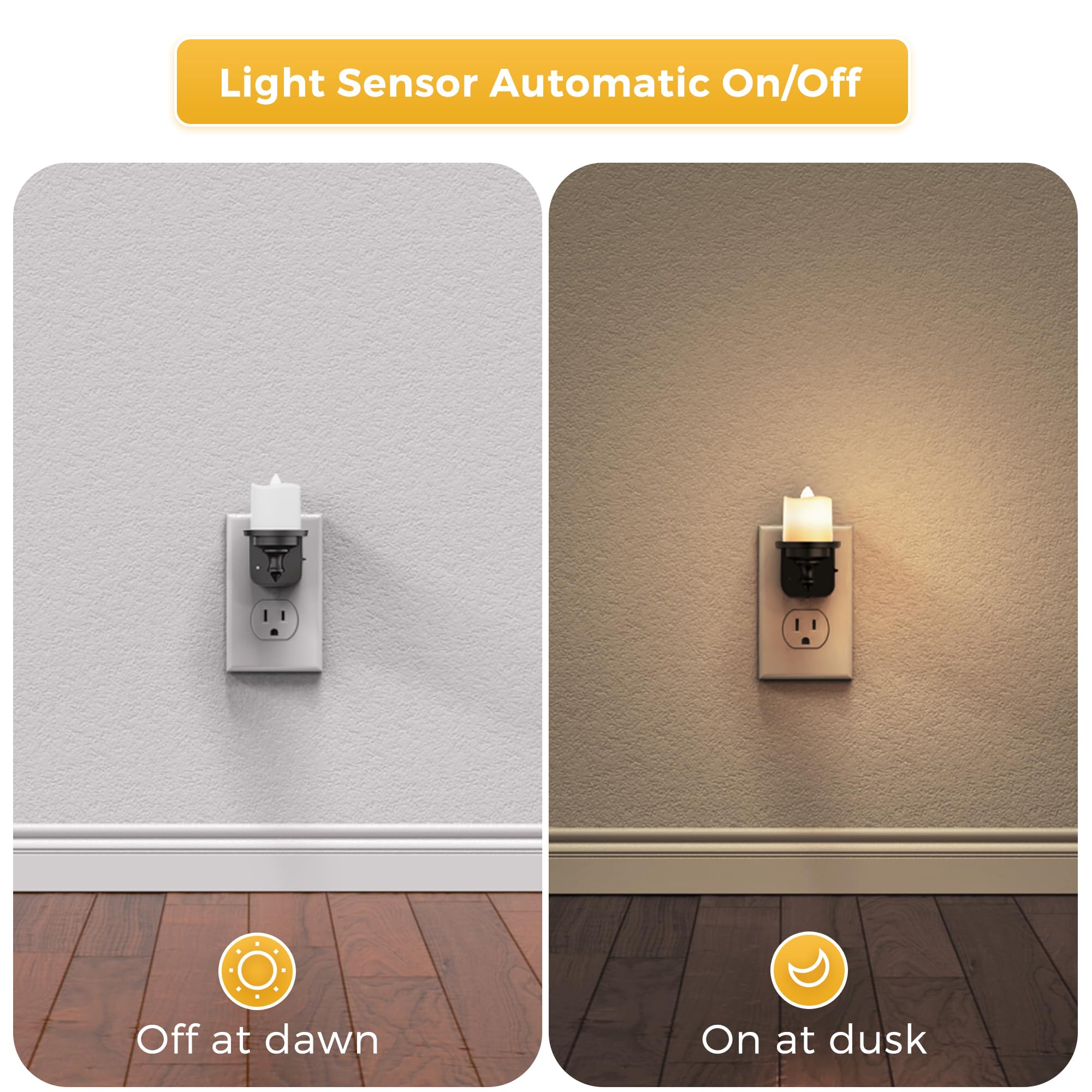 L LOHAS LED candle night light with dusk-to-dawn sensor for automatic operation