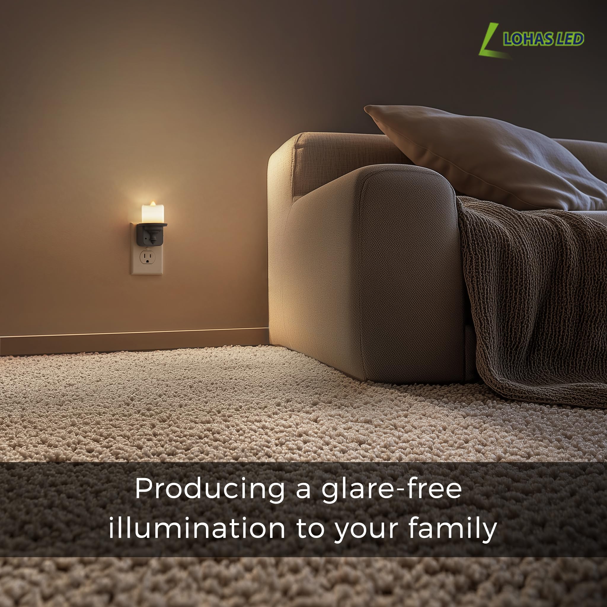 L LOHAS LED candle night light wall-plug design preserves a second outlet