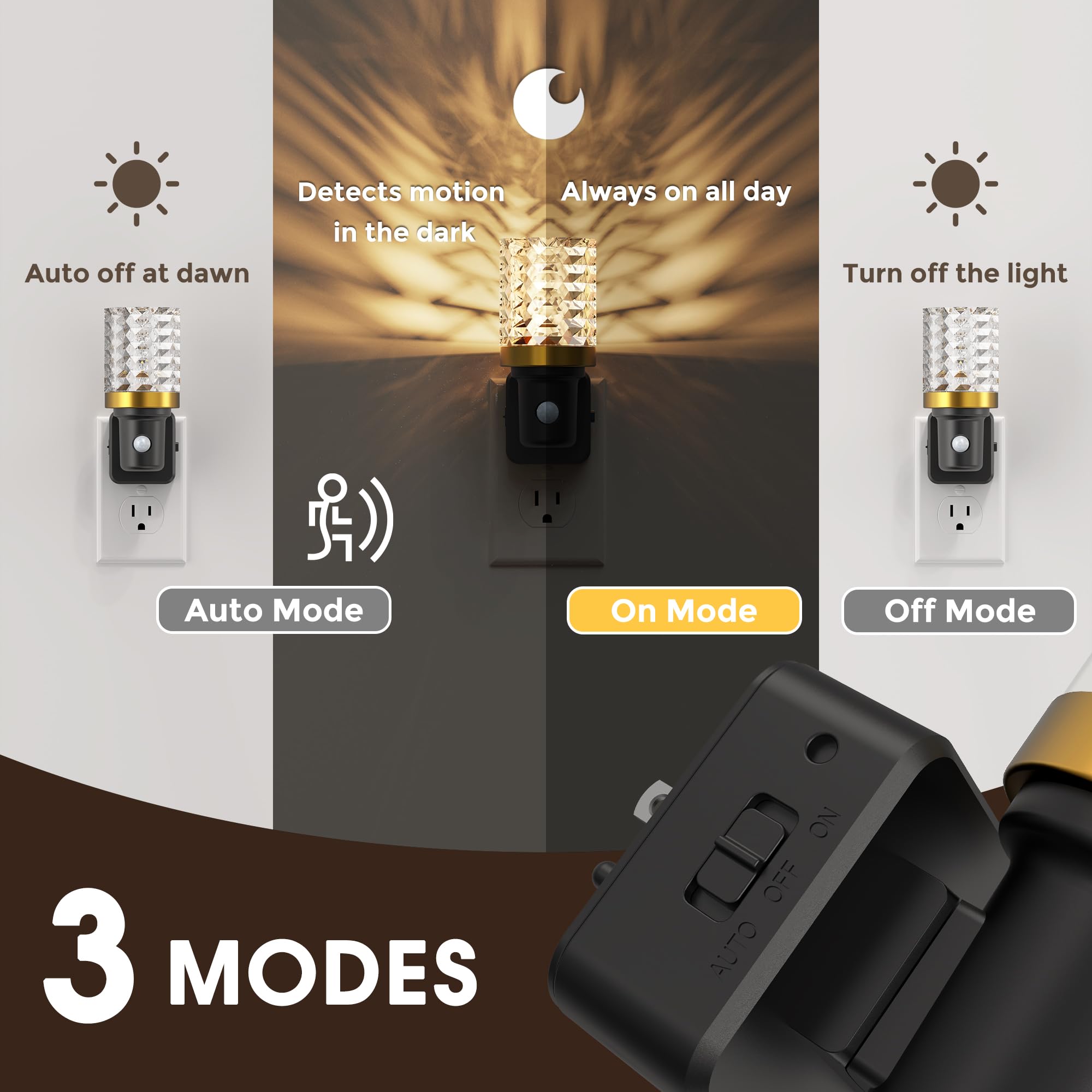 L LOHAS LED Crystal Night Light with three modes for flexible lighting