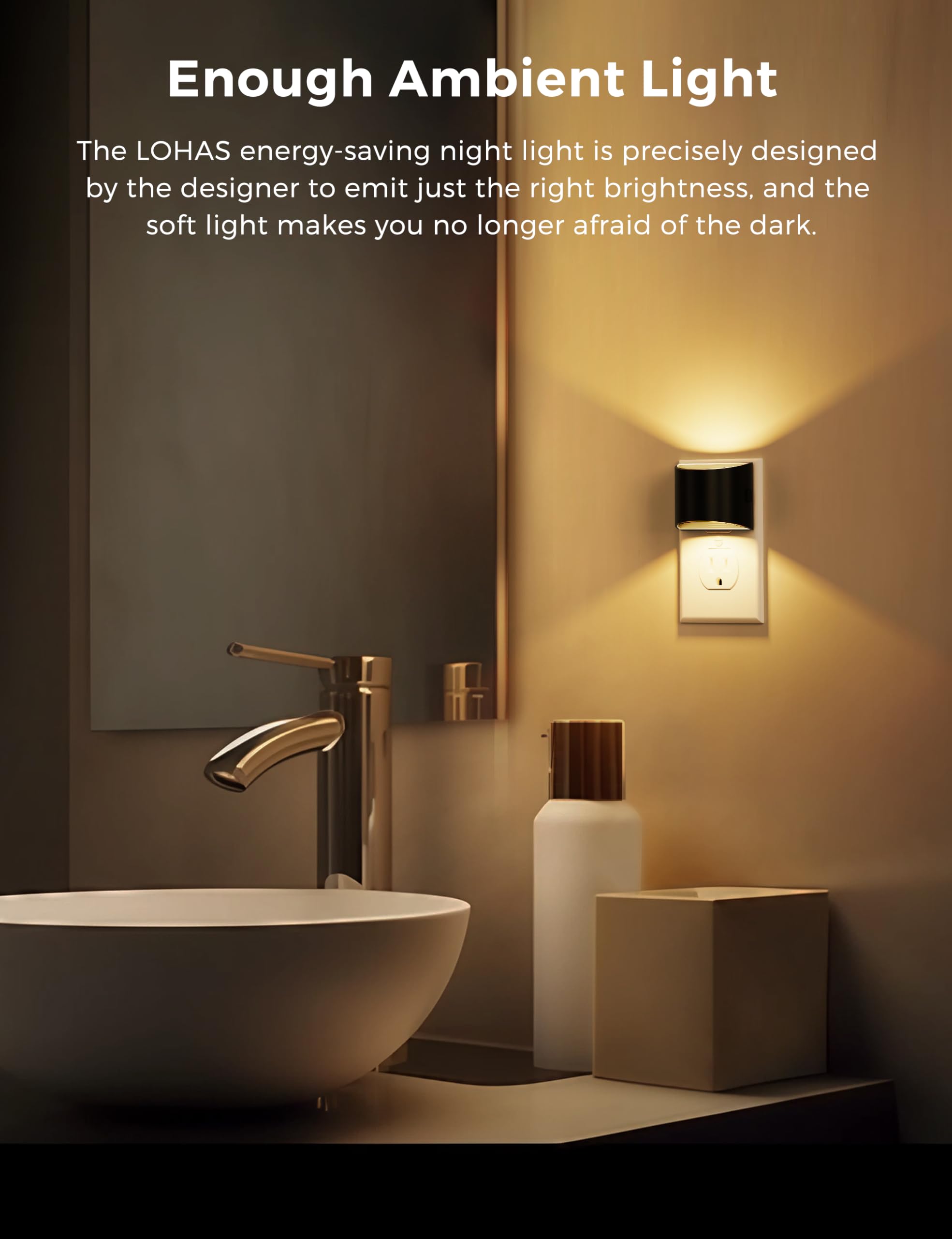 L LOHAS LED dusk-to-dawn sensor nightlight activates automatically in dim spaces.