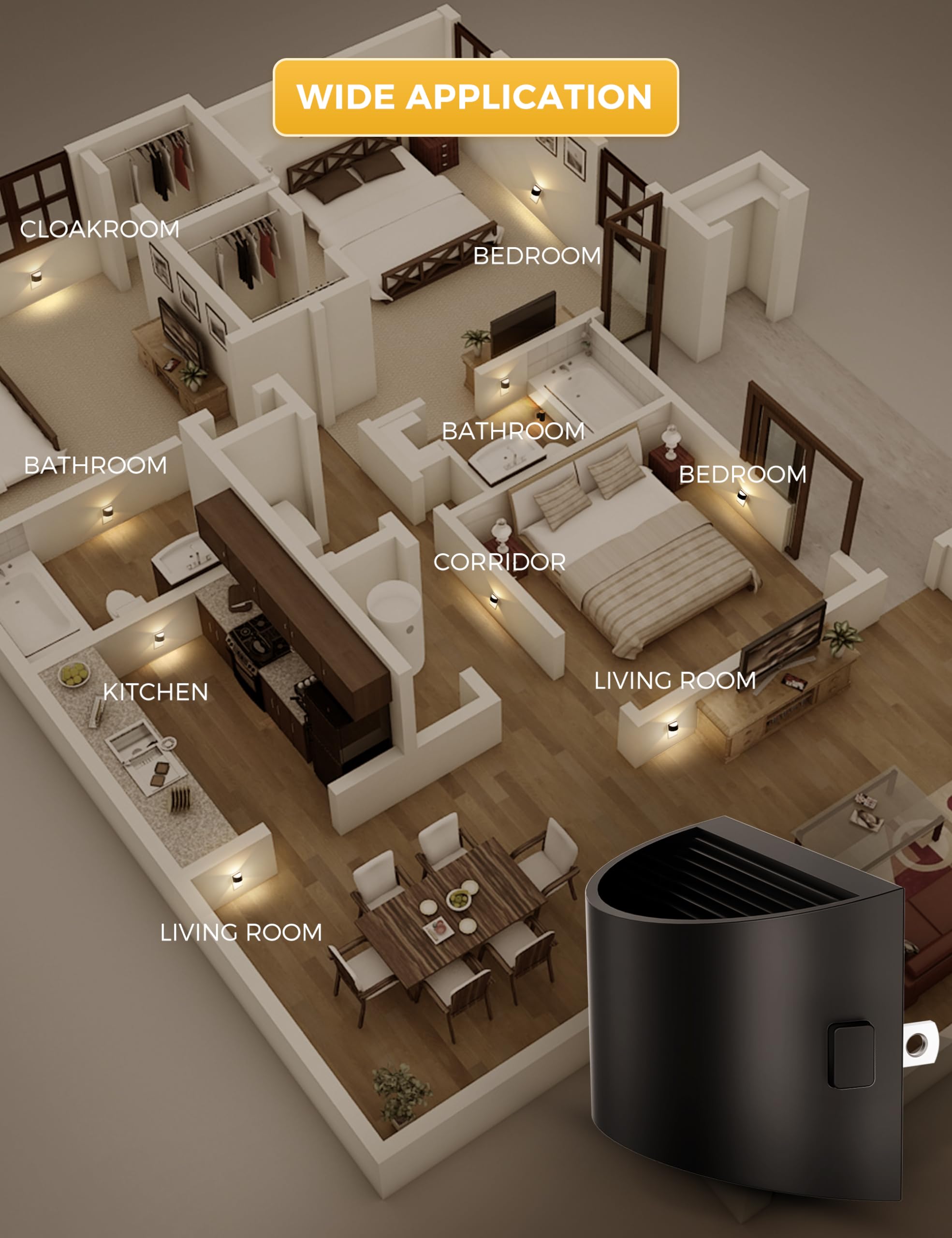 L LOHAS LED energy-saving 1W design helps reduce electricity use.