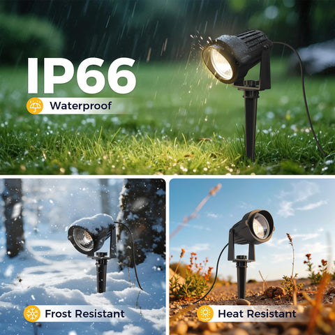 L LOHAS LED IP66 waterproof spotlight withstands rain for year-round lighting.