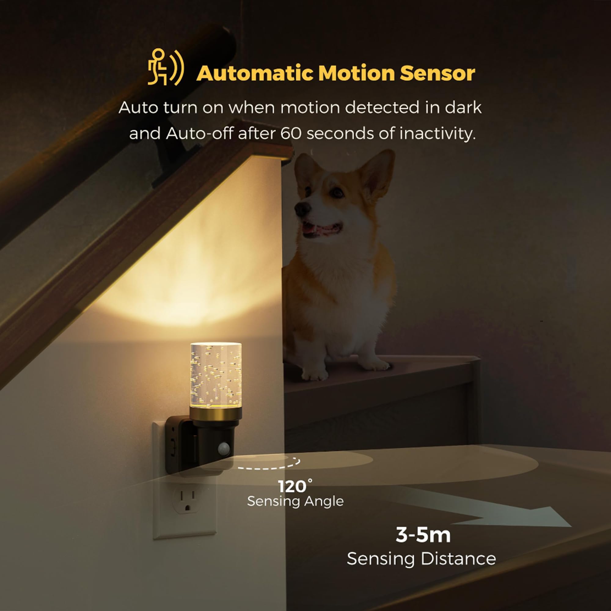 L LOHAS LED night light 180-degree rotation fits vertical or horizontal outlets.