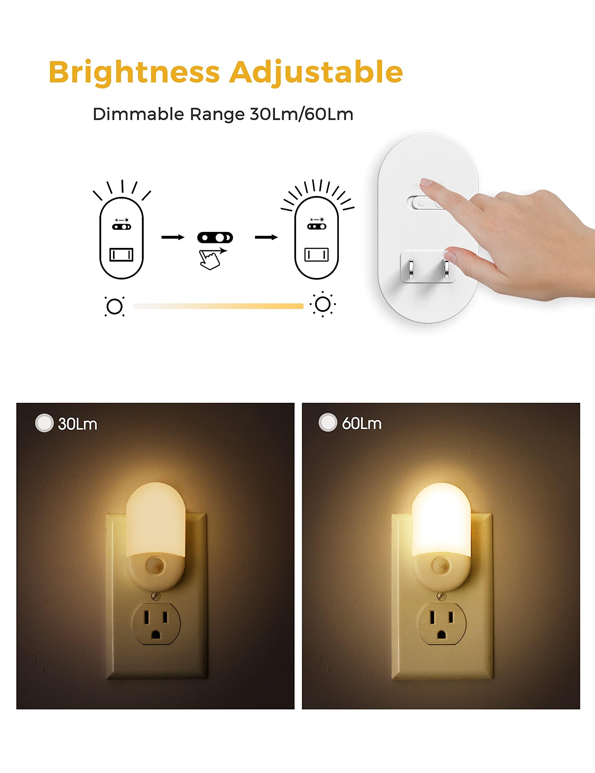 L LOHAS LED auto mode night light detects movement within 3-5 meters.