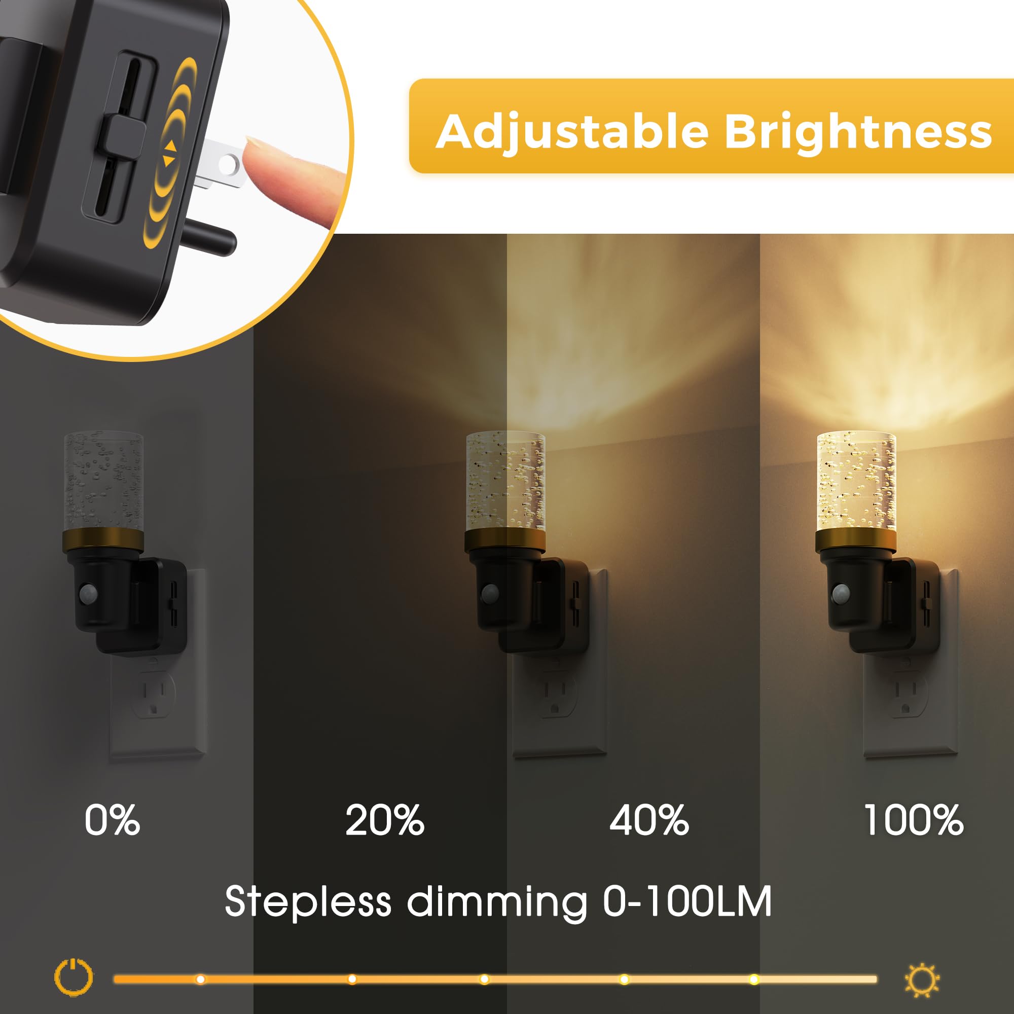 L LOHAS LED dimmable night light offers 0-100LM for flexible brightness.