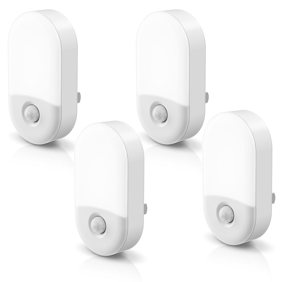 L LOHAS LED night light front view shows compact plug-in design for space-saving lighting.