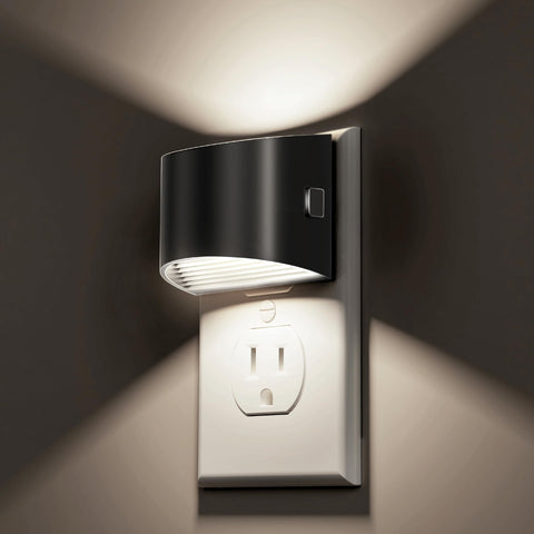 L LOHAS LED night light 2-pack plugged into wall for energy-efficient hallway lighting.
