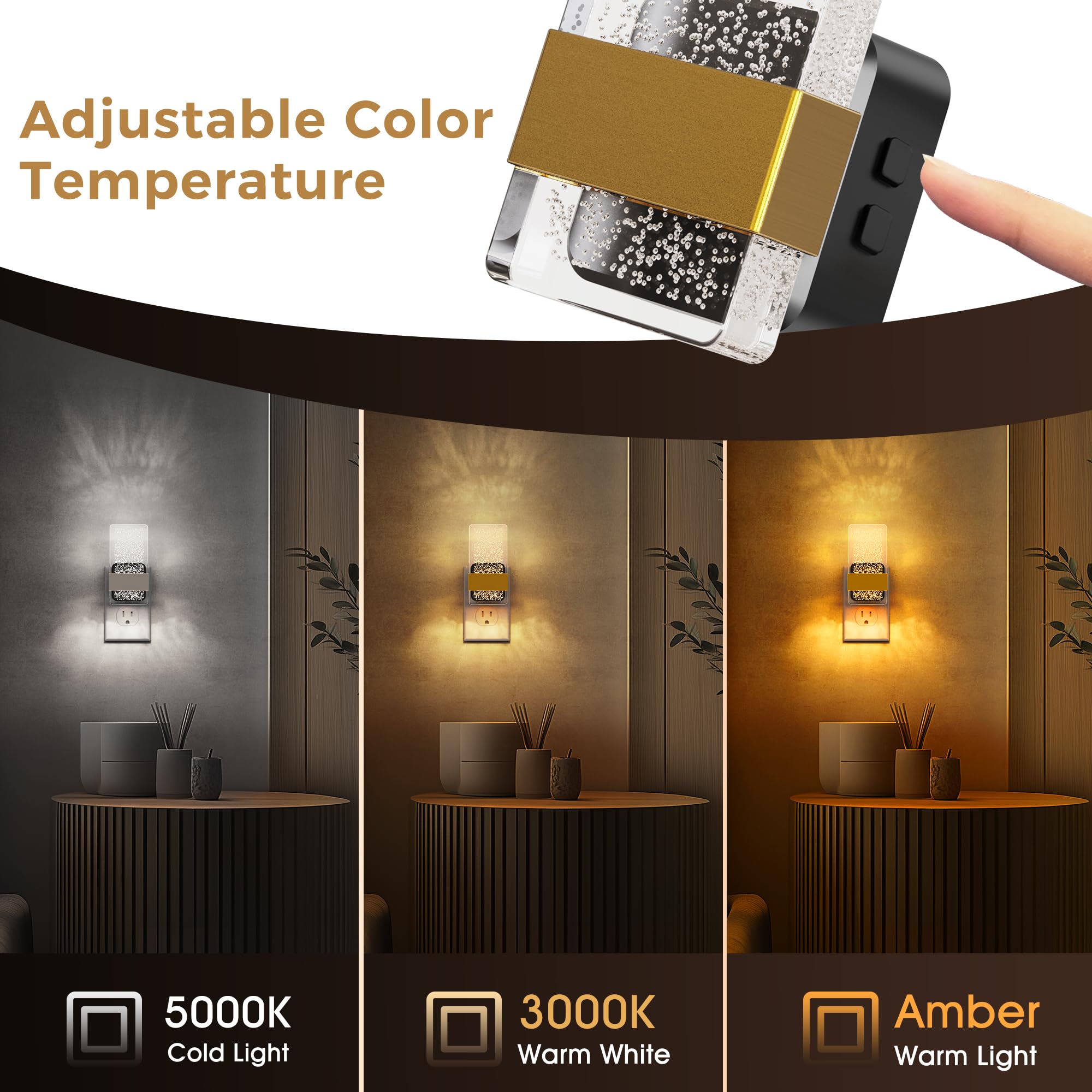 L LOHAS LED night light with 3CCT control enables amber to daylight ambiance.