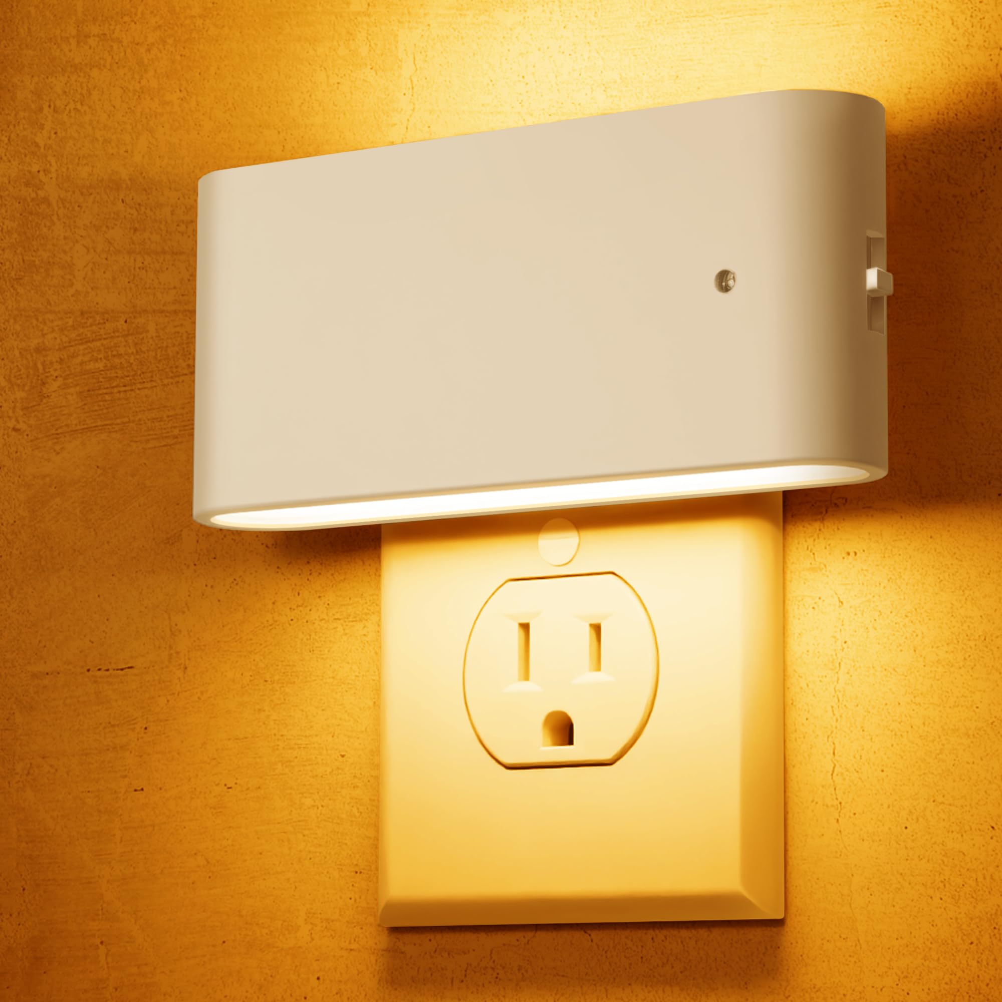 L LOHAS LED night light amber glow 2-pack for wall outlets in hallways.