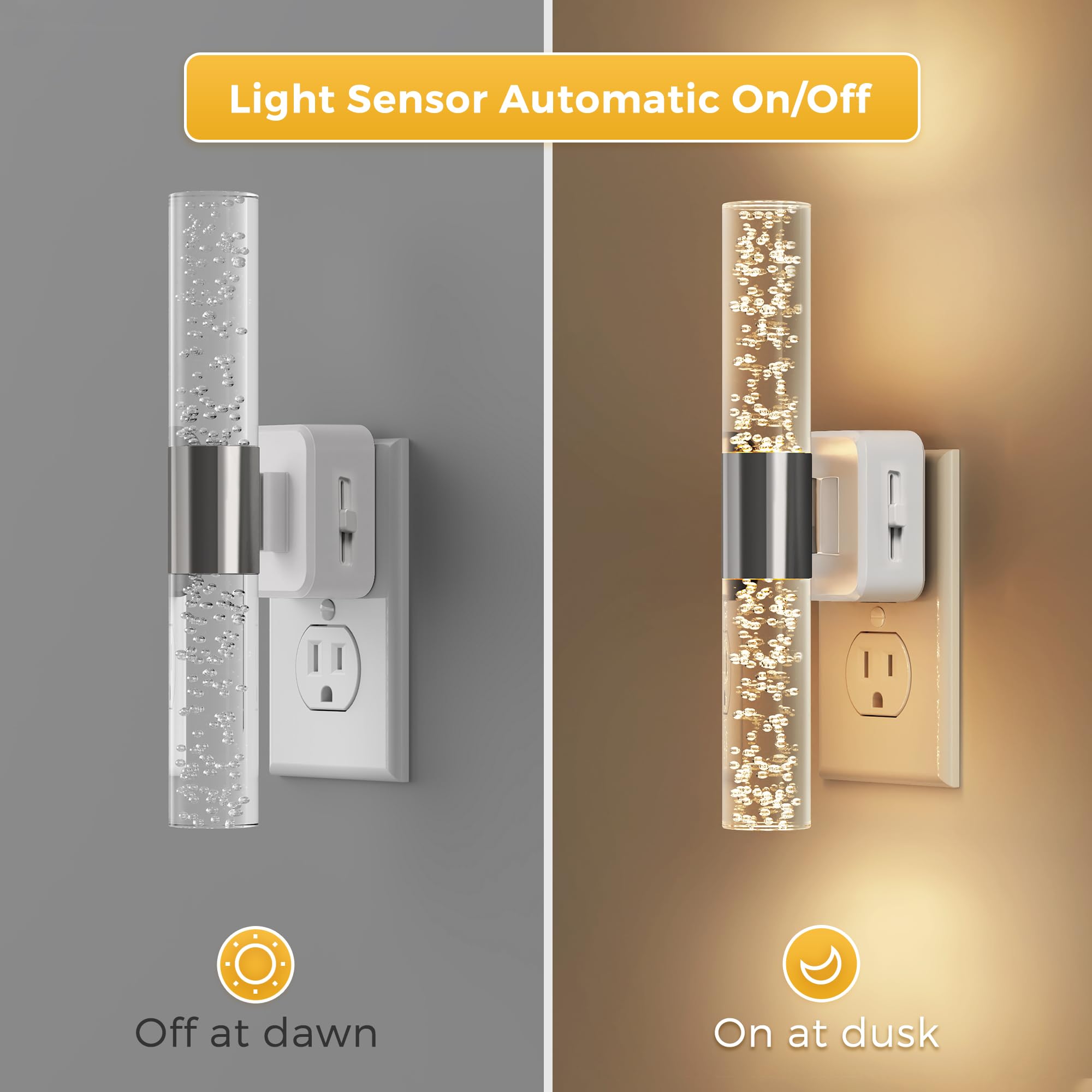 L LOHAS LED night light demonstrates auto dusk-to-dawn sensor for hands-free control.