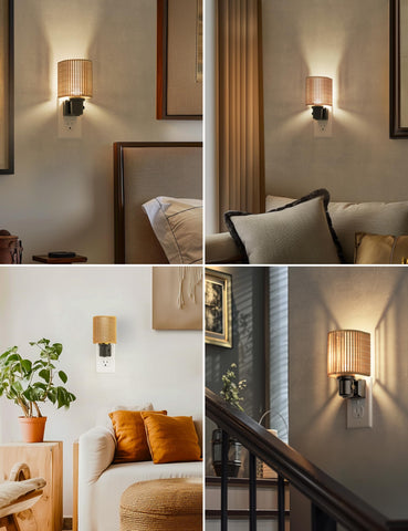 L LOHAS LED night light provides gentle illumination for bathroom and hallway.