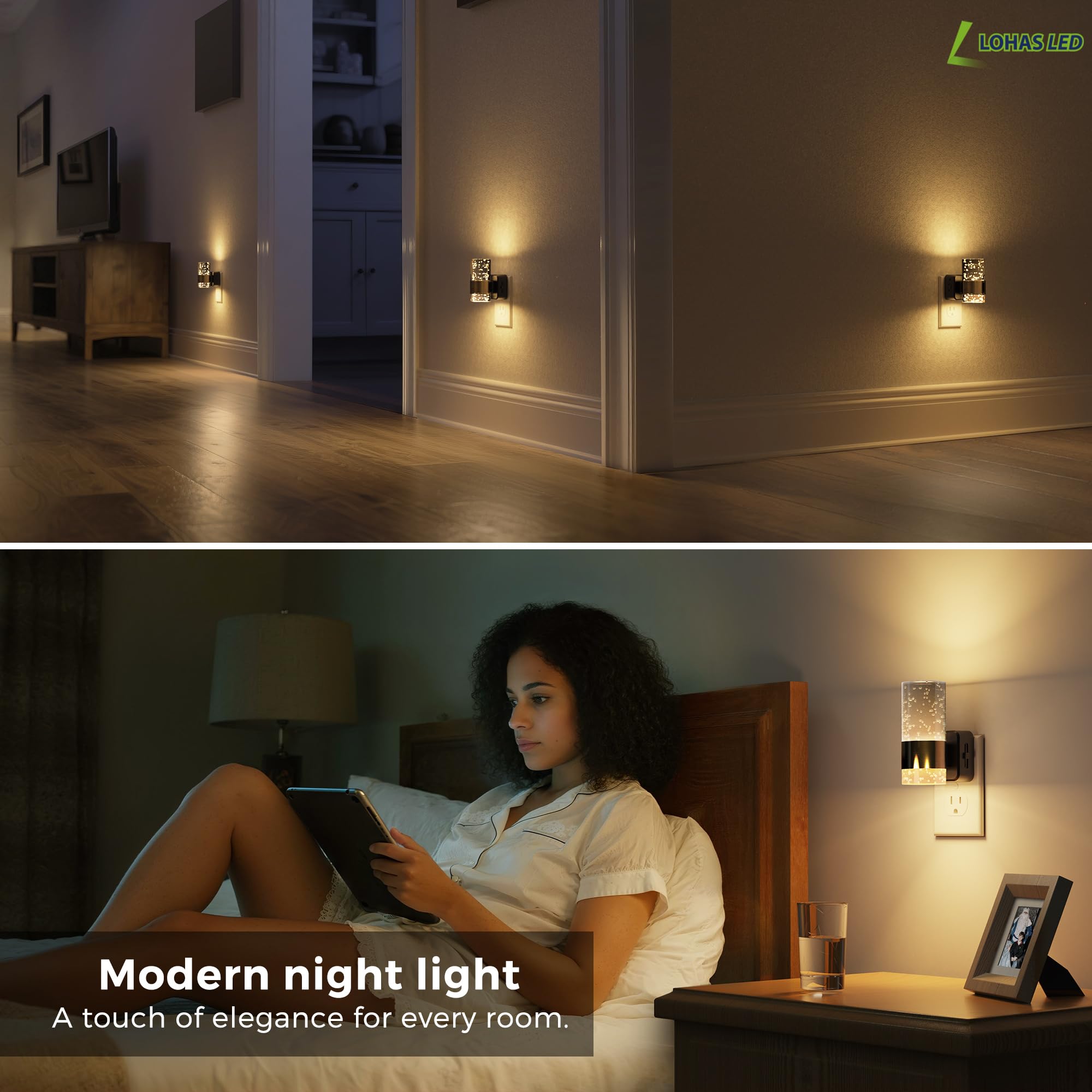 L LOHAS LED modern night light suitable for bathrooms, hallways, and living spaces