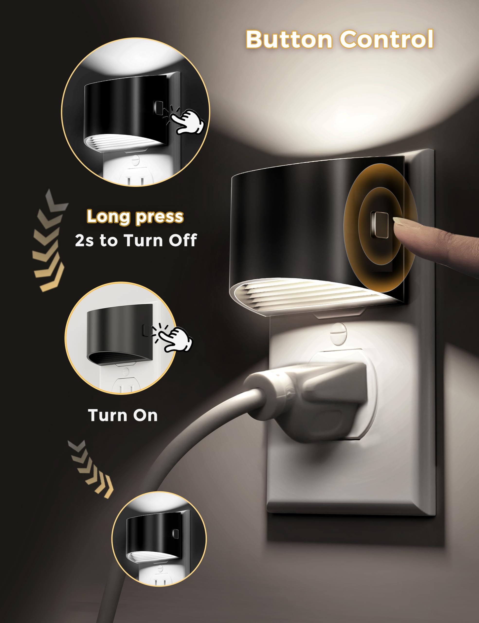 L LOHAS LED black cylindrical night light fits modern decor.