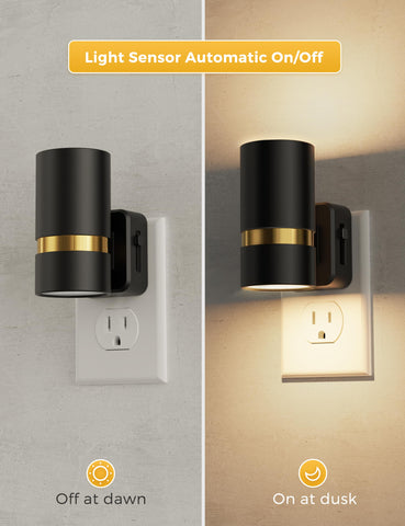 L LOHAS LED night light in black and gold finish adds decor elegance