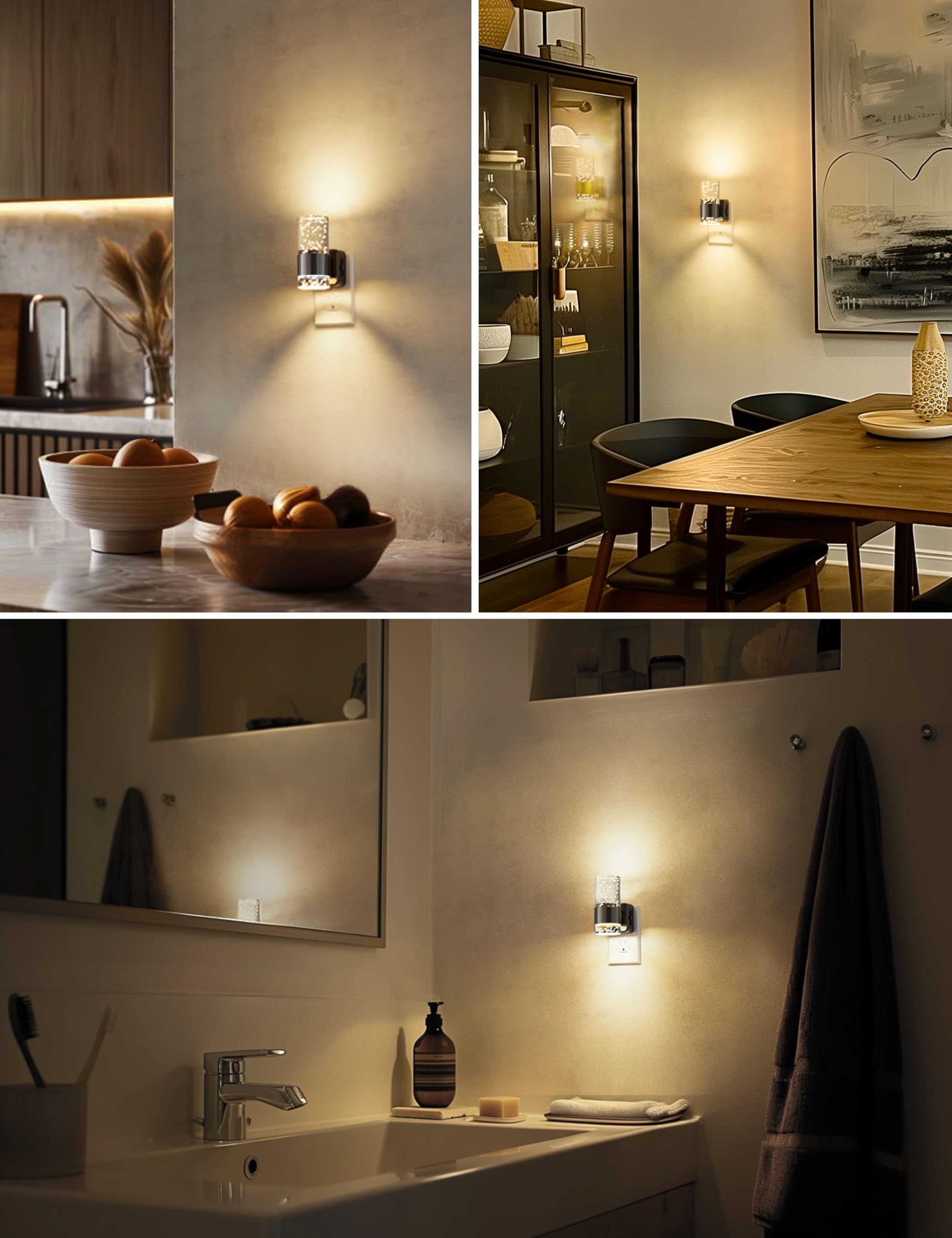 L LOHAS LED compact night light fits standard outlets with space for other plugs