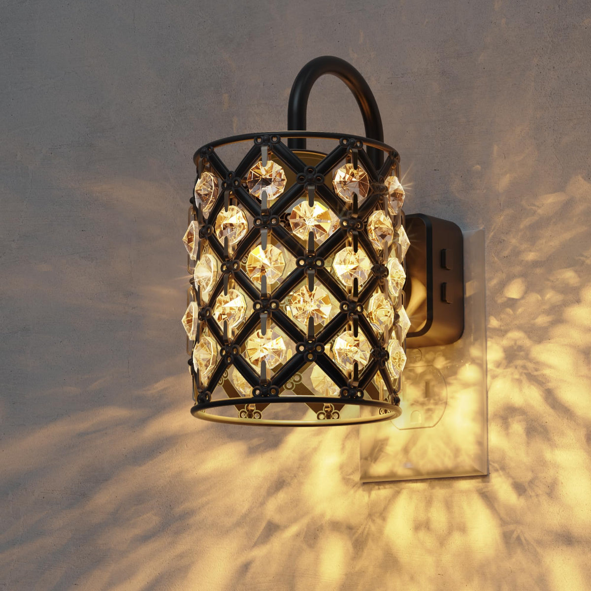 L LOHAS LED Night Light with crystal diamond grid for elegant ambiance.
