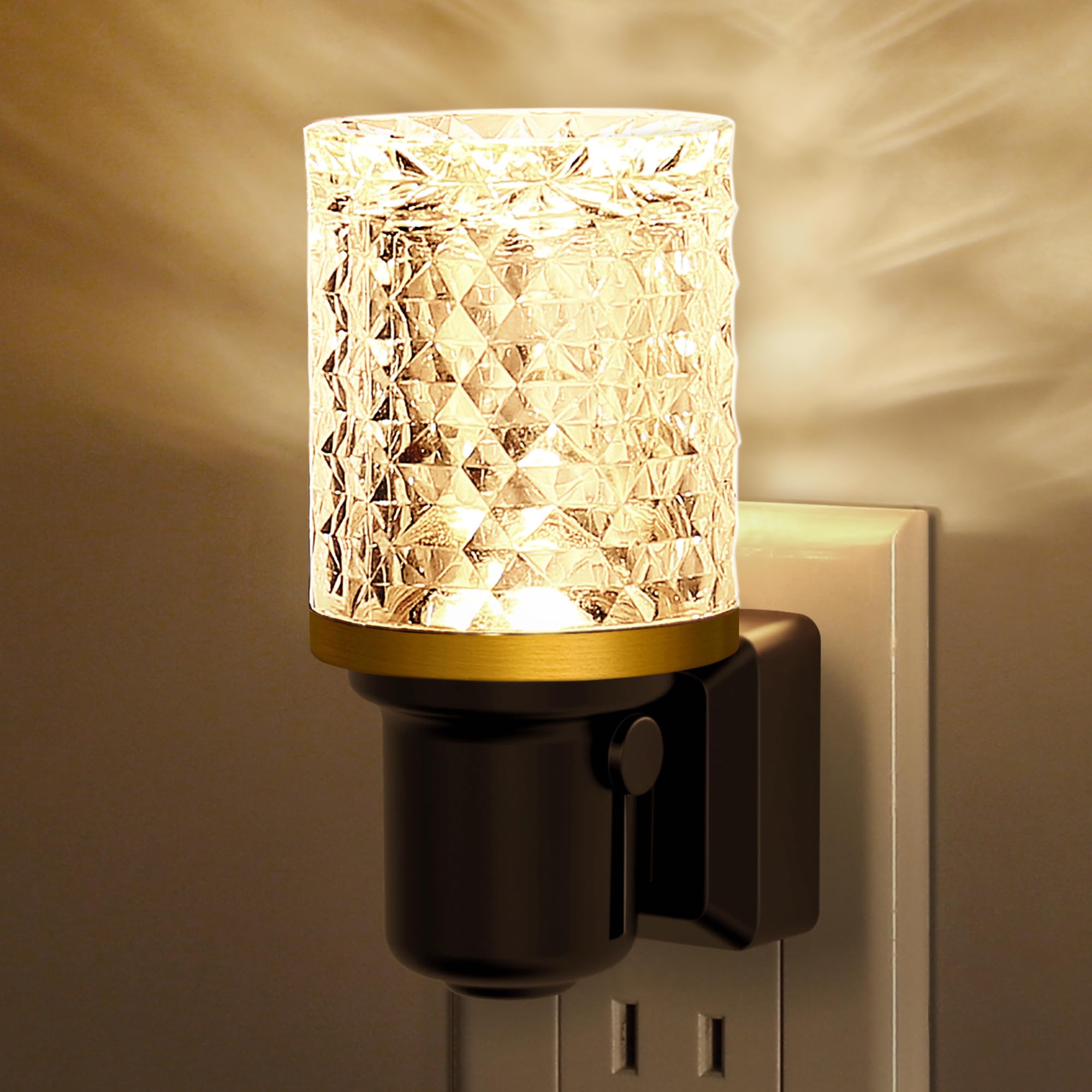 L LOHAS LED night light with crystal shade casting elegant patterns for cozy spaces