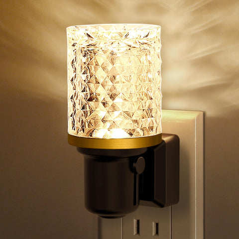 L LOHAS LED night light with crystal shade casting elegant patterns for cozy spaces