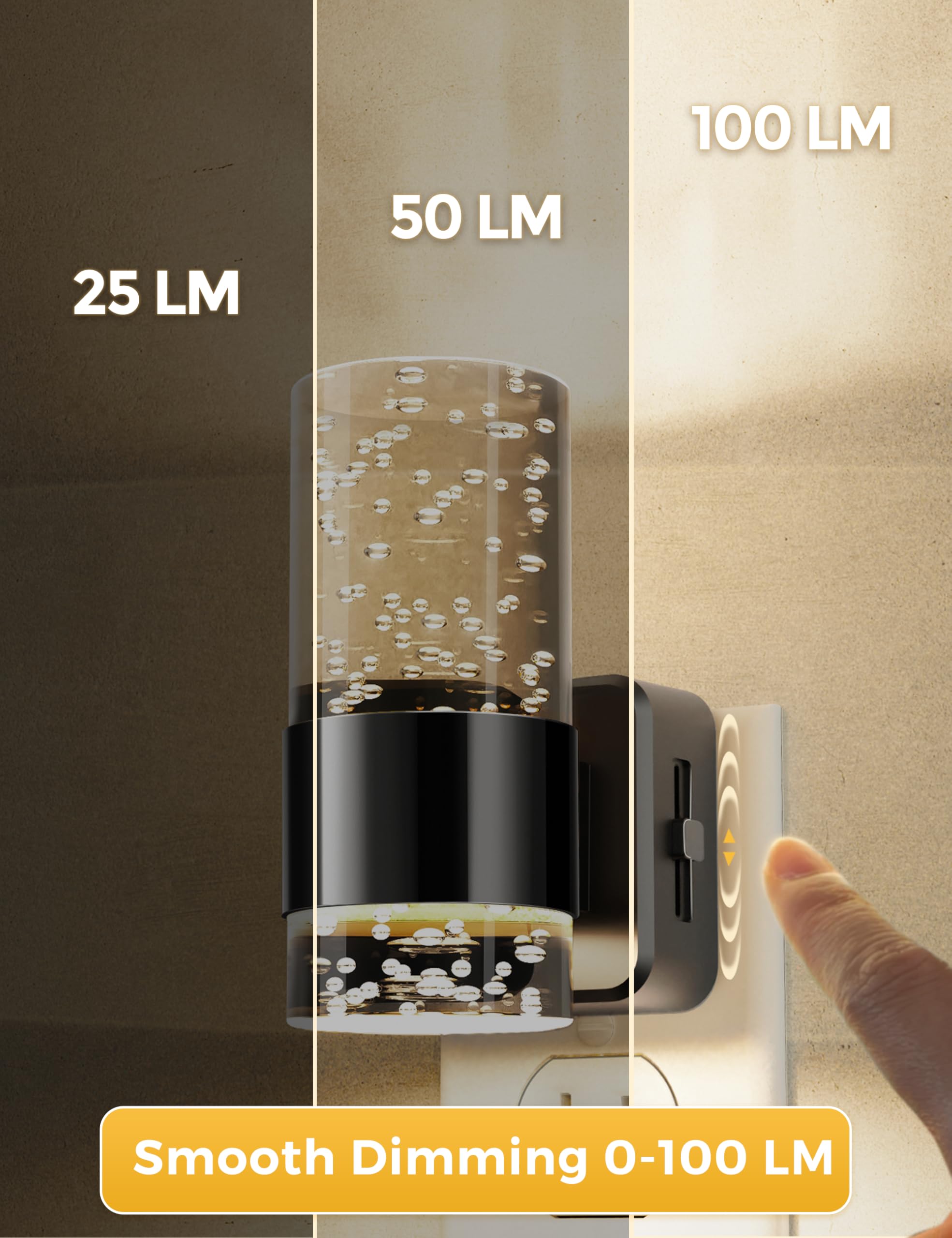 L LOHAS LED dimmable slider adjusts brightness from 0 to 100 lumens