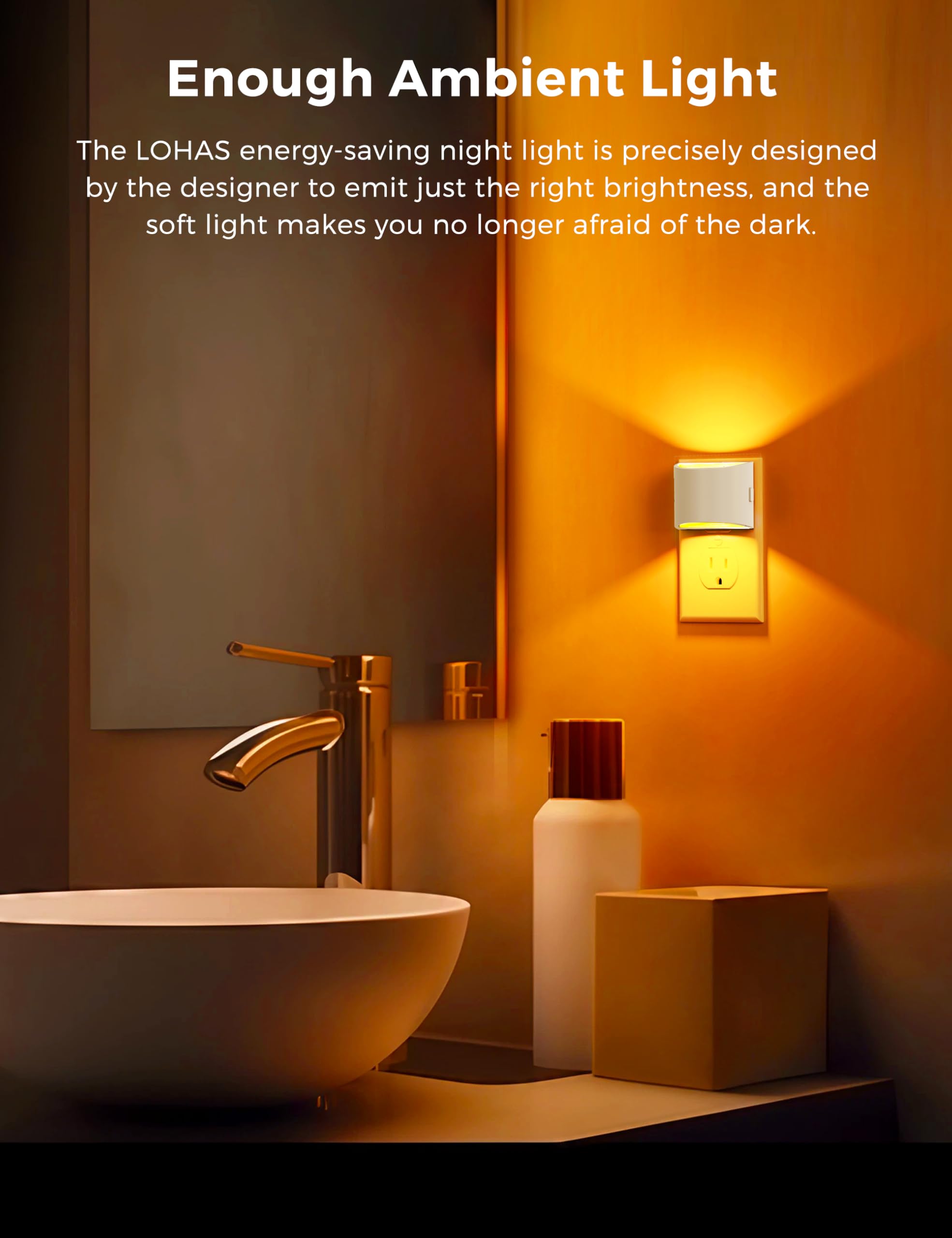 L LOHAS LED Night Light with dusk-to-dawn sensor activates automatically in dim spaces