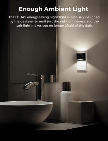 L LOHAS LED dusk-to-dawn sensor night light activates automatically for safe overnight visibility.