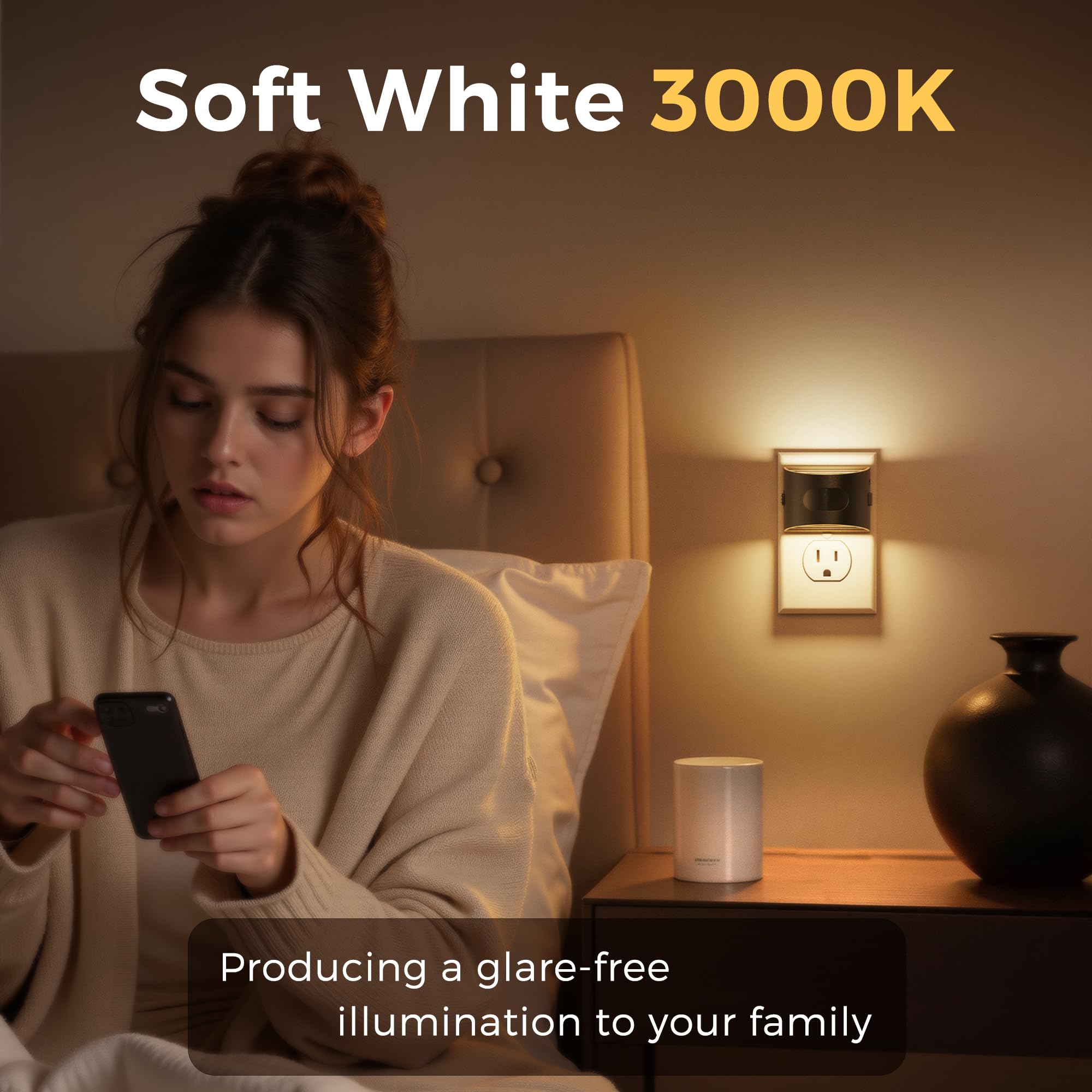 L LOHAS LED night light in dusk-to-dawn mode turning on after dark automatically