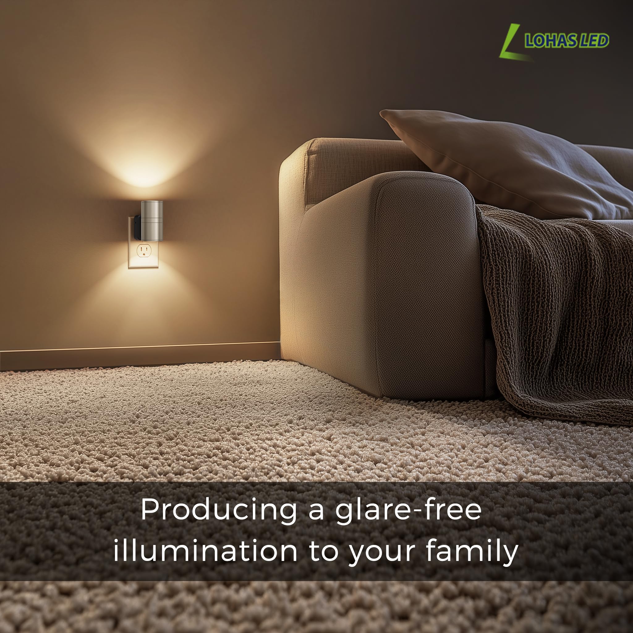 L LOHAS LED night light ideal for bedrooms, bathrooms, and stairways.