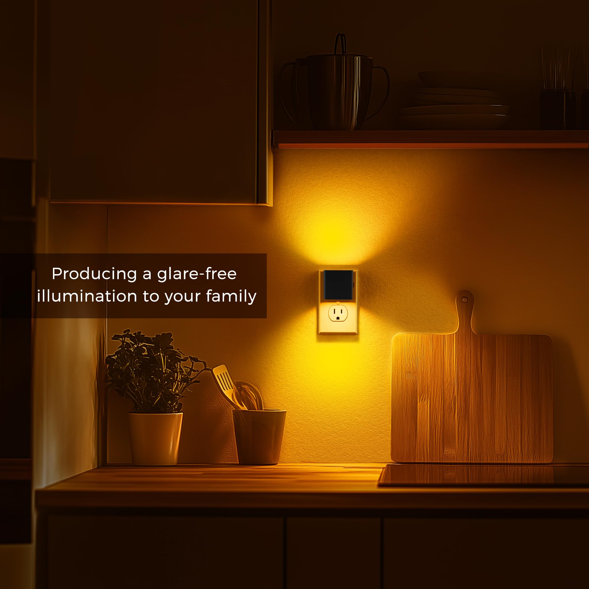 L LOHAS LED hallway kitchen night light with warm amber illumination