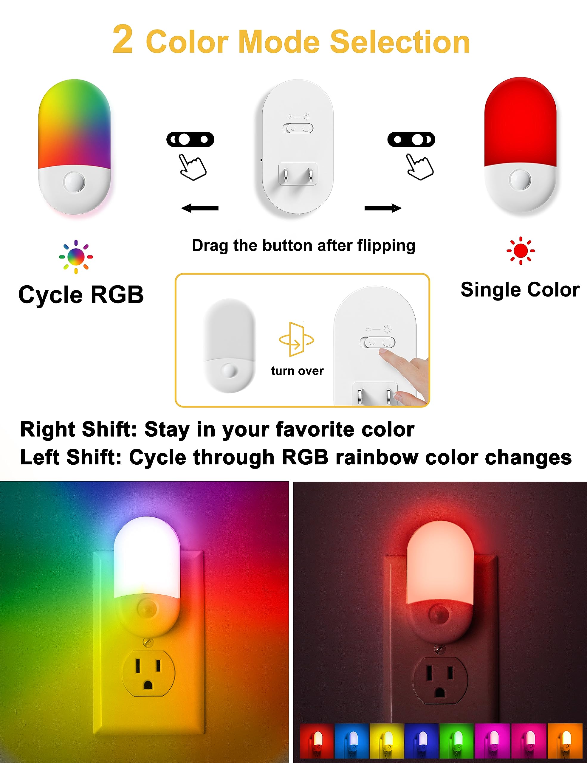 Back-slide dimming on L LOHAS LED night light for precise brightness