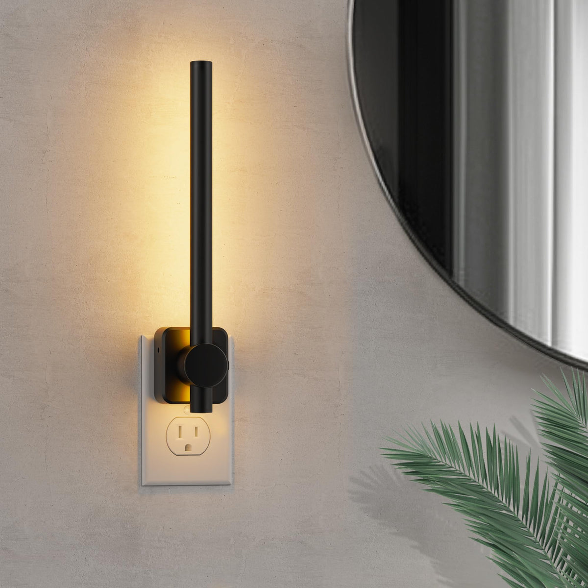 L LOHAS LED night light with matte black wall plug for bathroom ambience